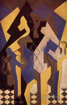 three women at the table by the lamp Painting - harlequin at a table 1919 Juan Gris